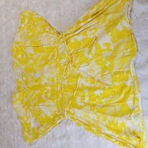 Le Weekend by Virginia Johnson Swim Cover Up Yellow White Floral Size Medium